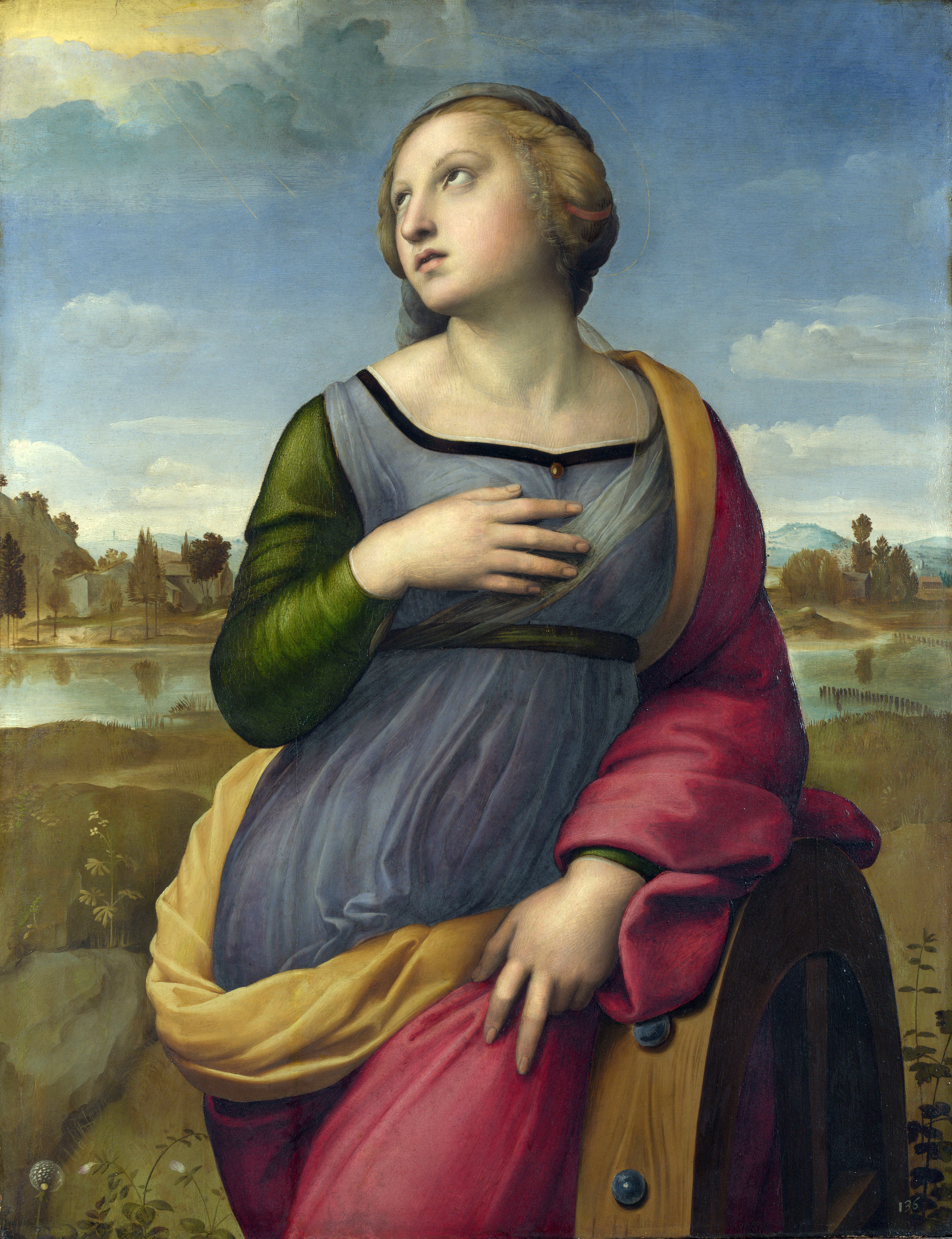 Annotated details from Saint Catherine of Alexandria by Raphael